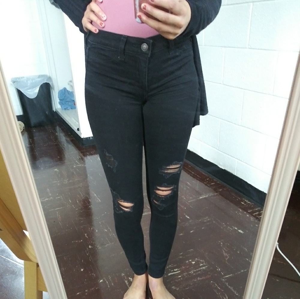 Black Low Rise Jean Leggings